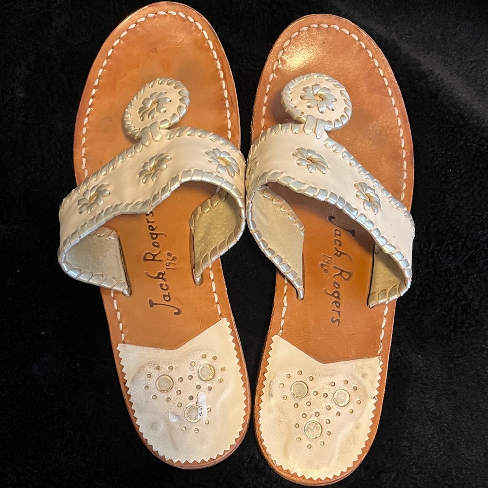 Jack Rogers Women's Cream and Gold Sandals